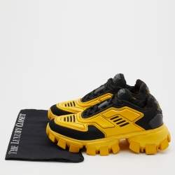 Prada Yellow/Black Knit Fabric and Rubber Cloudbust Thunder Sneakers Size 41
