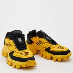 Prada Yellow/Black Knit Fabric and Rubber Cloudbust Thunder Sneakers Size 41