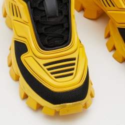 Prada Yellow/Black Knit Fabric and Rubber Cloudbust Thunder Sneakers Size 41