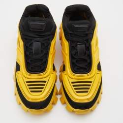 Prada Yellow/Black Knit Fabric and Rubber Cloudbust Thunder Sneakers Size 41