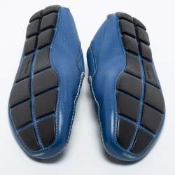 Pre Owned Prada Blue Leather Penny Loafers Size 42.5