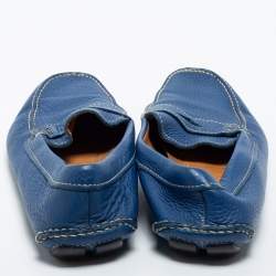 Pre Owned Prada Blue Leather Penny Loafers Size 42.5