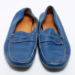 Pre Owned Prada Blue Leather Penny Loafers Size 42.5