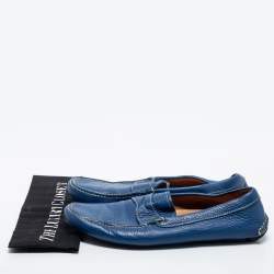 Pre Owned Prada Blue Leather Penny Loafers Size 42.5