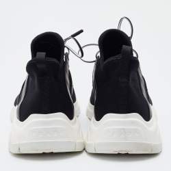 Pre Owned Prada Black Knit Fabric Logo Low Top Sneakers Size 43.5