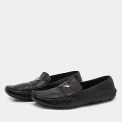 Prada Black Leather Slip On Loafers Size 41.5