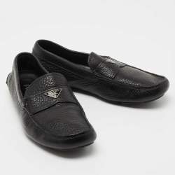Prada Black Leather Slip On Loafers Size 41.5