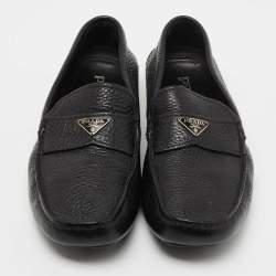 Prada Black Leather Slip On Loafers Size 41.5