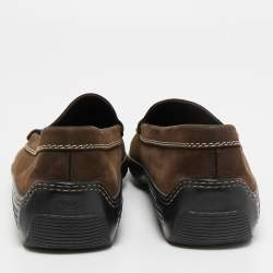 Pre Owned Tod's Brown Nubuck Leather Slip On Loafers Size 40.5