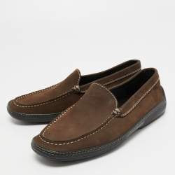 Pre Owned Tod's Brown Nubuck Leather Slip On Loafers Size 40.5
