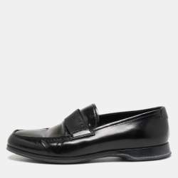 Prada Black Leather Slip On Loafers Size 40.5