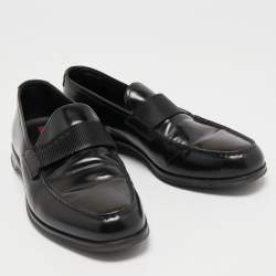 Prada Black Leather Slip On Loafers Size 40.5