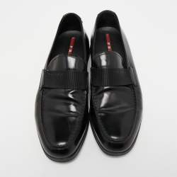 Prada Black Leather Slip On Loafers Size 40.5