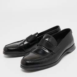 Prada Black Leather Slip On Loafers Size 40.5