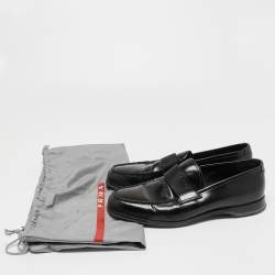 Prada Black Leather Slip On Loafers Size 40.5