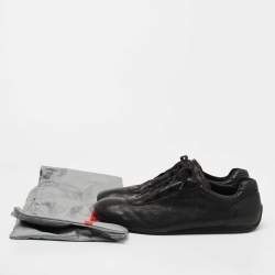 Pre Owned Prada Black Leather Low Top Sneakers Size 42