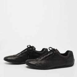 Pre Owned Prada Black Leather Low Top Sneakers Size 42