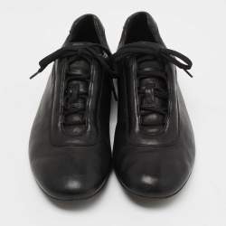 Pre Owned Prada Black Leather Low Top Sneakers Size 42