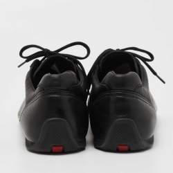 Pre Owned Prada Black Leather Low Top Sneakers Size 42
