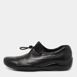 Prada Black Leather Low Top Sneakers Size 40.5 