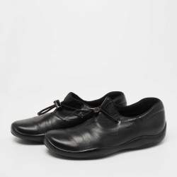 Prada Black Leather Low Top Sneakers Size 40.5 