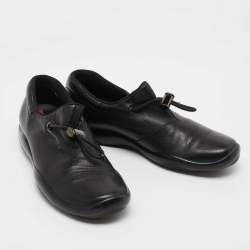 Prada Black Leather Low Top Sneakers Size 40.5 