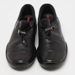 Prada Black Leather Low Top Sneakers Size 40.5 