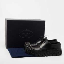 Prada Black Leather Chunky Wheel Lug Studded Sneakers Size 41