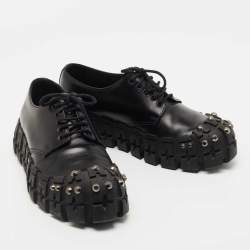 Prada Black Leather Chunky Wheel Lug Studded Sneakers Size 41