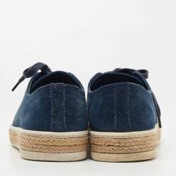 Prada Blue Suede Lace Up Sneakers Size 41.5 