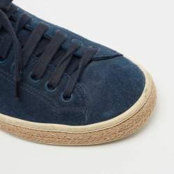 Prada Blue Suede Lace Up Sneakers Size 41.5 