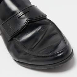 Prada Black Leather Slip On Loafers Size 40.5