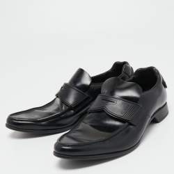 Prada Black Leather Slip On Loafers Size 40.5