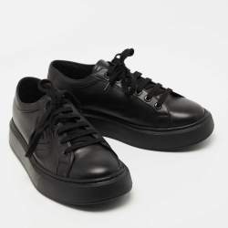 Pre Owned Prada Black Leather Low Top Sneakers Size 42.5