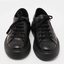 Pre Owned Prada Black Leather Low Top Sneakers Size 42.5
