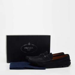 Prada Navy Blue Suede Slip On Loafers Size 44