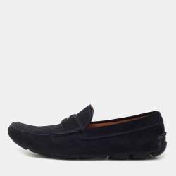 Prada Navy Blue Suede Slip On Loafers Size 44