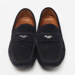 Prada Navy Blue Suede Slip On Loafers Size 44