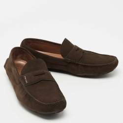Pre Owned Prada Brown Suede Slip On Loafers Size 44