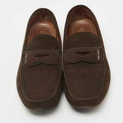 Pre Owned Prada Brown Suede Slip On Loafers Size 44