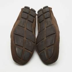 Pre Owned Prada Brown Suede Slip On Loafers Size 44