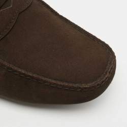 Pre Owned Prada Brown Suede Slip On Loafers Size 44