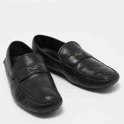 Prada Black Leather Slip On Loafers Size 43.5