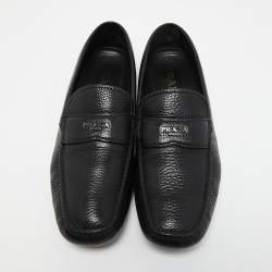 Prada Black Leather Slip On Loafers Size 43.5