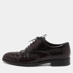 Prada Burgundy Brogue Leather Lace Up Oxfords Size 39.5