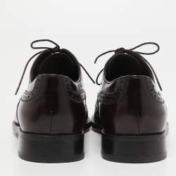 Prada Burgundy Brogue Leather Lace Up Oxfords Size 39.5
