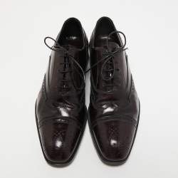 Prada Burgundy Brogue Leather Lace Up Oxfords Size 39.5