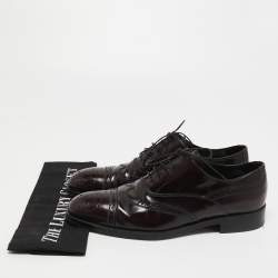Prada Burgundy Brogue Leather Lace Up Oxfords Size 39.5