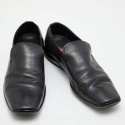 Prada Sport Black Leather Slip On Loafers Size 44