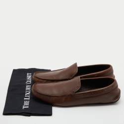 Prada Brown Leather Slip On Loafers Size 43